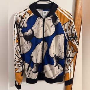 NEW! Adidas Black and Cream Graphic Jacket